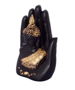 Golden Handcrafted Palm Buddha Polyresin