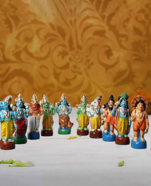 Dashavatar of Lord Vishnu Golu Dolls Set of 10-(6 INCH HEIGHT)