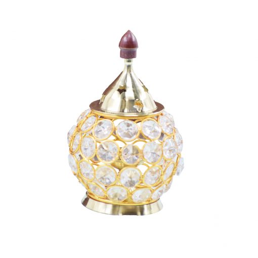 Akhand Diya Decorative Brass Crystal Kamal Oil Lamp - Image 4