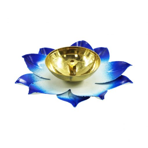 Handmade Lotus Flower Diya (Blue) - Image 4