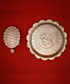 Brass Tortoise Feng Shui with Plate for Good Luck - Puja N Pujari