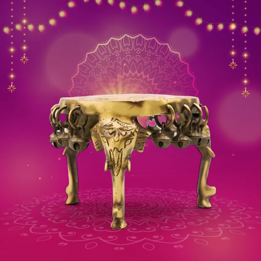 Brass Elephant Design Pooja Chowki