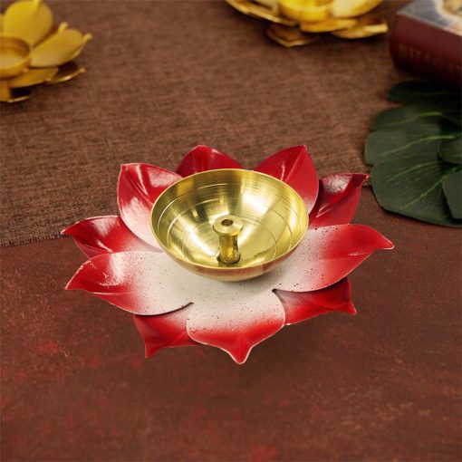 Kamal Patti Lotus Diya Red Color