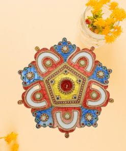 Kundan Stone Flower Design Acrylic Rangoli Set