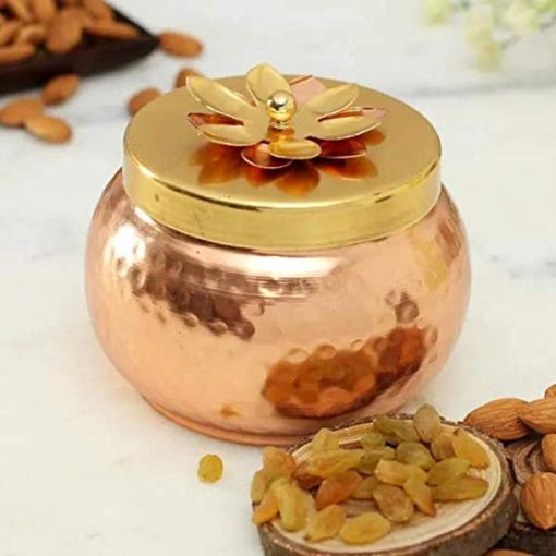 Copper Finish Metal Traditional Decorative Bowl for Festivals (Copper Brown)