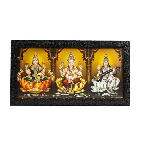 Lakshmi Ganesh Saraswati Photo Frame in Sitting Position