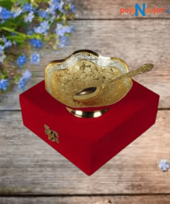 Gold Plated Brass Flower Bowl With Stand