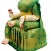 Varamahalakshmi Idol With Green And Gold Saree- Puja N Pujari