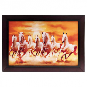 7 Running white Horses Painting for Vastu -Puja N Pujari