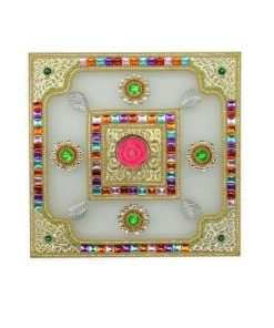 Acrylic Rangoli Set for Floor with Tealight Candle Holder