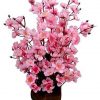 Blossom Artificial Flowers with Pot Red White