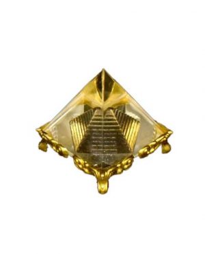 Crystal Feng Shui Pyramid With Golden Stand