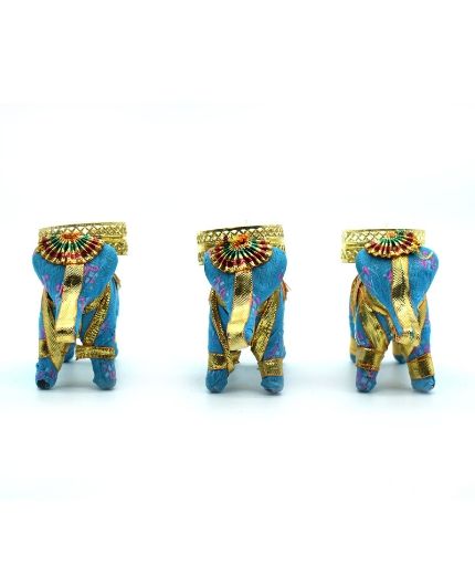 Decorative Elephant Tealight Holders (Light Blue)