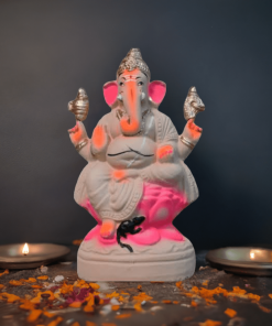 Eco-Friendly-Clay-Ganesha-in-Pink-color--1.3-Feet