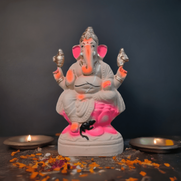 Eco-Friendly-Clay-Ganesha-in-Pink-color--1.3-Feet