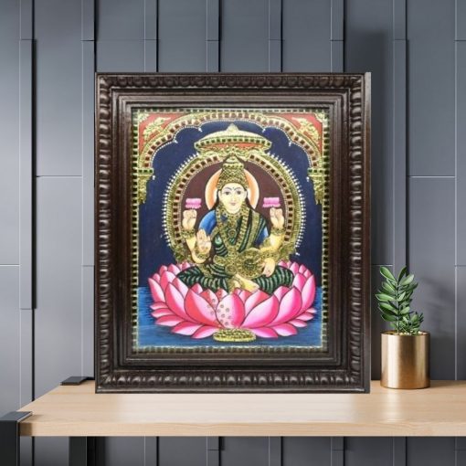 Goddess Lakshmi Tanjore Paintings Gold Foil Photo Frame - Image 2