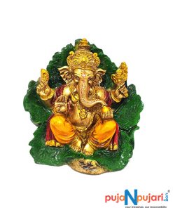 Leaf Design Decorative Ganesha Idol