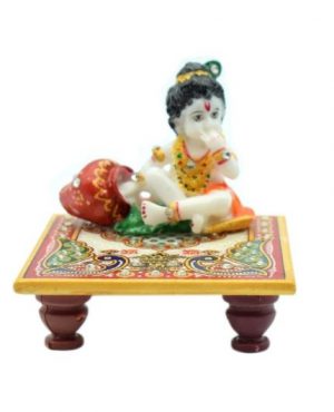 Lord Krishna on Marble Pooja Chowki