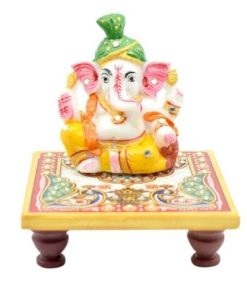 Pagadi Ganesh on Marble Pooja Chowki