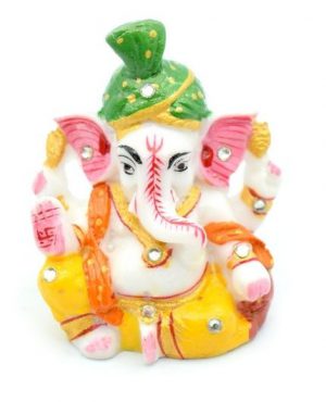 Pagadi Ganesh on Marble Pooja Chowki