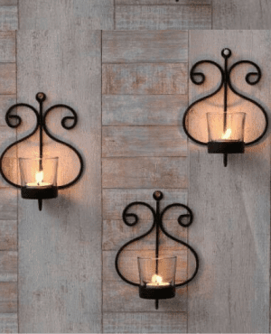 Set of 3 Iron Wall Sconce Candle Holder