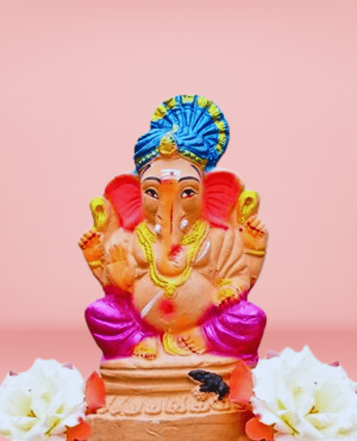 Eco Friendly Ganesha in Blue Pagadi- 8 Inch