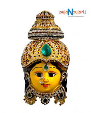 Varalakshmi Amma Face With Green Stone -Puja N Pujari