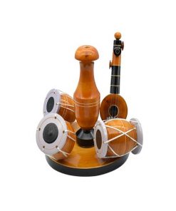 Wooden Drum Veena Playing Set Showpiece