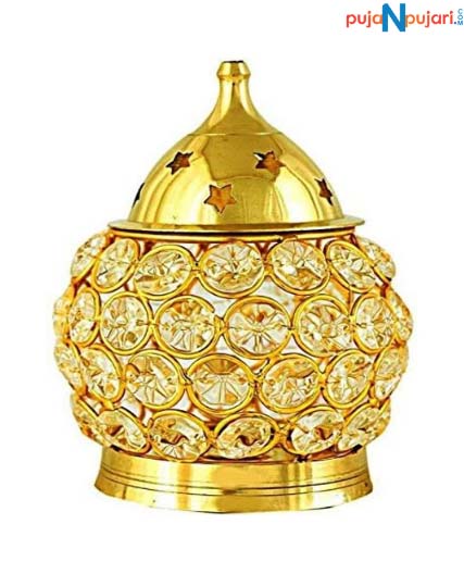 Akhand Diya Decorative Brass Crystal