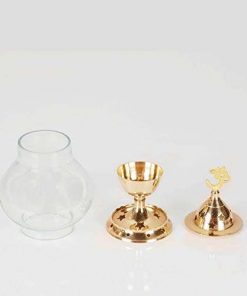 Akhand Diya Oil Lamp with Glass Cover Brass