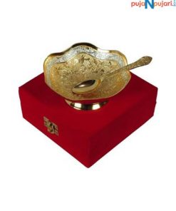 Gold Plated Brass Flower Bowl With Stand