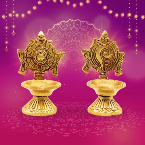 Shanku Chakra Diya Oil Deepam For Puja