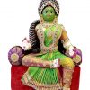 Varamahalakshmi Idol With Ornaments in Green and Yellow saree