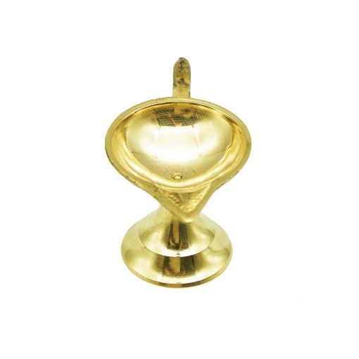 Brass Diya Ghee Lamp Puja Diya with Curved Handle - Image 2