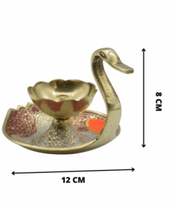 Brass Diya Lamp Kuber Deepak With Swan Design- Puja N Pujari