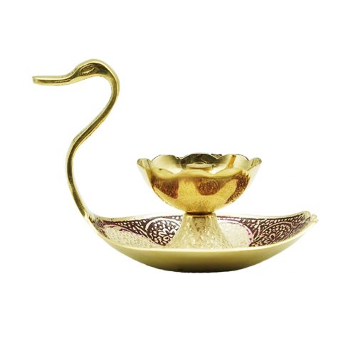 Brass Diya Lamp Kuber Deepak With Swan Design - Image 5