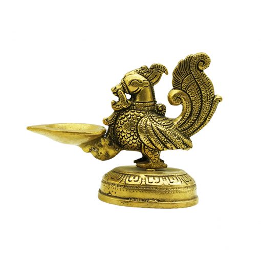 Brass Peacock Diya Deepak Oil Lamp For Pooja & Home Decoration - Image 4