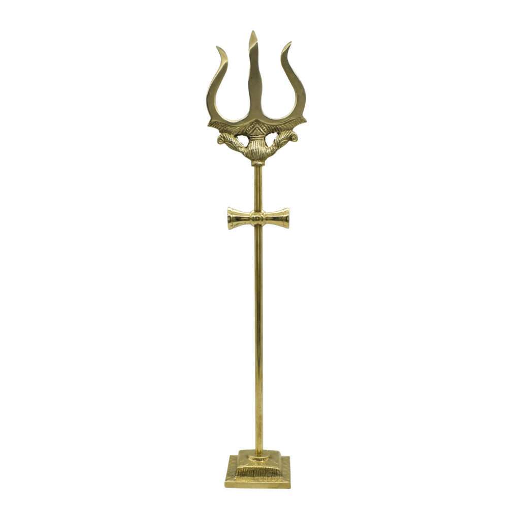 Brass Trishul with Damru for Pooja Trishul Stand » Puja N Pujari - Book ...