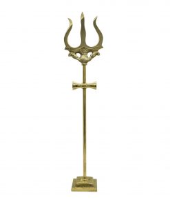 Brass Trishul with Damru for Pooja Trishul Stand