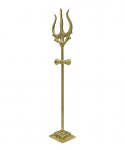 Brass Trishul with Damru for Pooja Trishul Stand