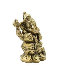 Brass Ganesha Sitting on Lotus