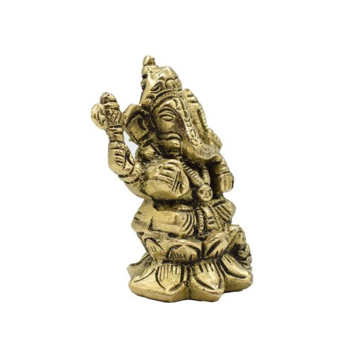 Brass Ganesha Sitting on Lotus