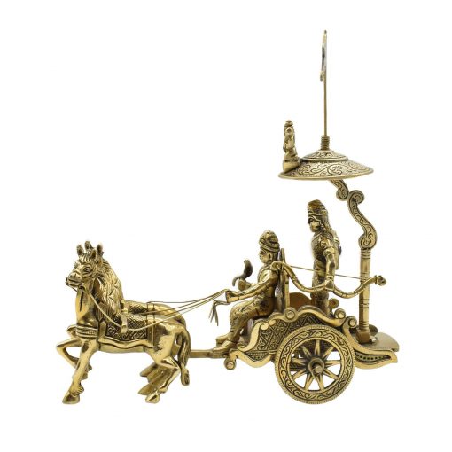 Krishna Arjun Rath Brass Statue Decorative Showpiece - Image 3