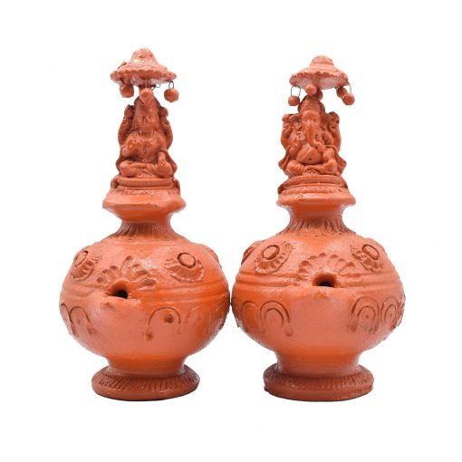 Orange Color Mud Diya Deepam