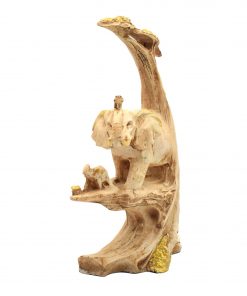 Resin Elephant Statue with Tree and Baby Animal Figurines Handcrafted