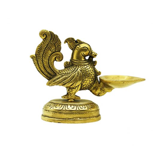 Brass Peacock Diya Deepak Oil Lamp For Pooja & Home Decoration - Image 5