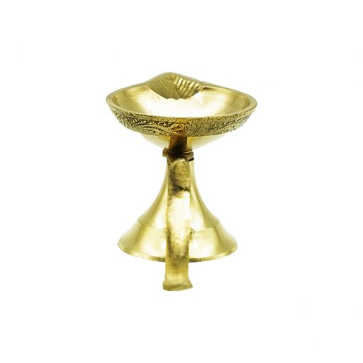 Brass Diya Ghee Lamp Puja Diya with Curved Handle - Image 5