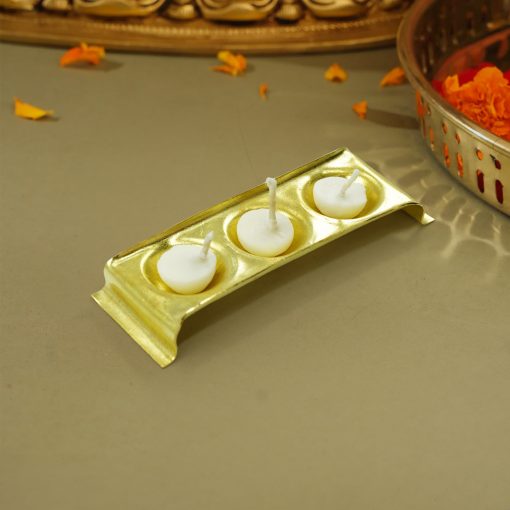 Brass Rectangular Ghee Diya Holder- Small