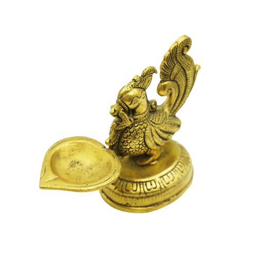 Brass Peacock Diya Deepak Oil Lamp For Pooja & Home Decoration - Image 2