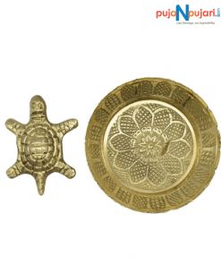 Brass Feng Shui Turtle with Plate-Good Luck Gifts - Puja N Pujari